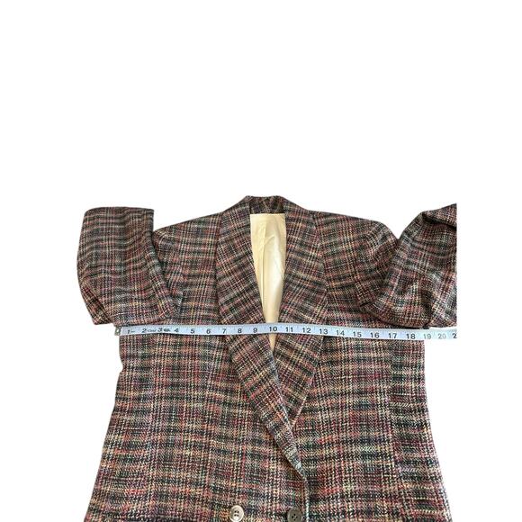 Vintage Plaid Light Academia Preppy Office Work Career Silk Blazer Size 4 - Picture 11 of 13